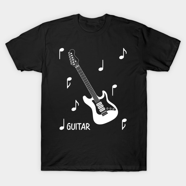 Musical Notes Electric Guitar T-Shirt by AngelFlame